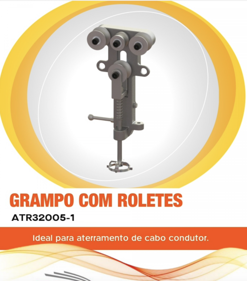 O Grampo com roletes ATR32005-1 é ideal para aterramento de cabo condutor.